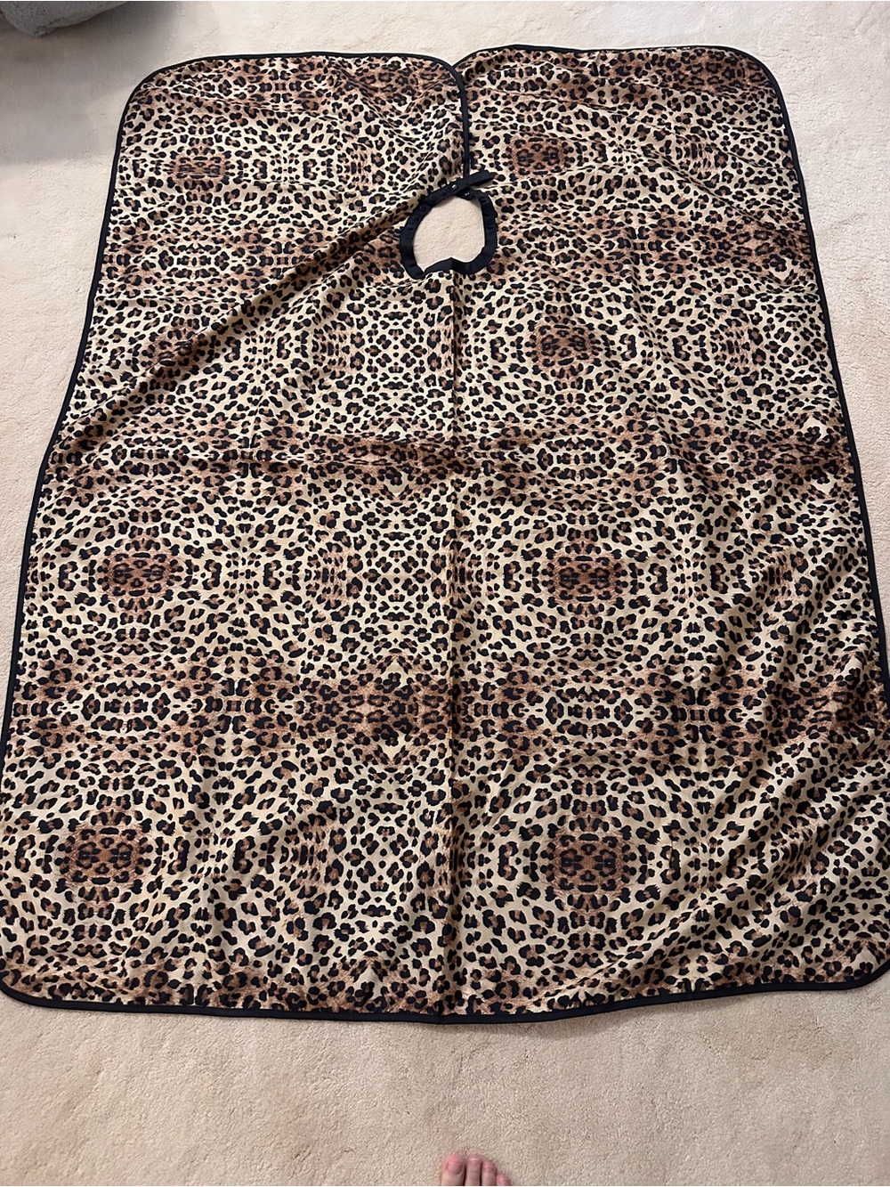 Leopard Print Salon Cape - Beige/Brown
